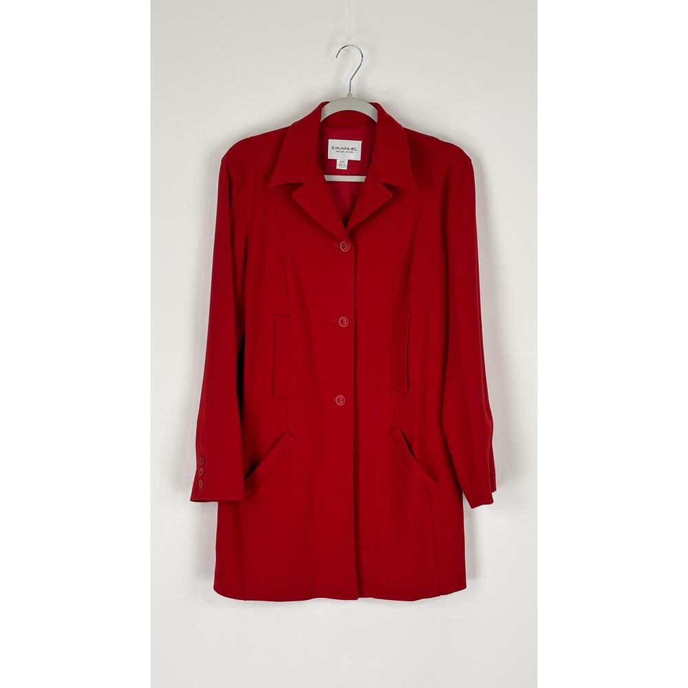 Emanuel Ungaro Wool Blend Button Front Jacket Womens Size 6 Red Collared